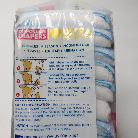 12ct Paw Inspired Disposable Dog Diapers for Female Dogs in Heat & Incontinence - Picture 4 of 8